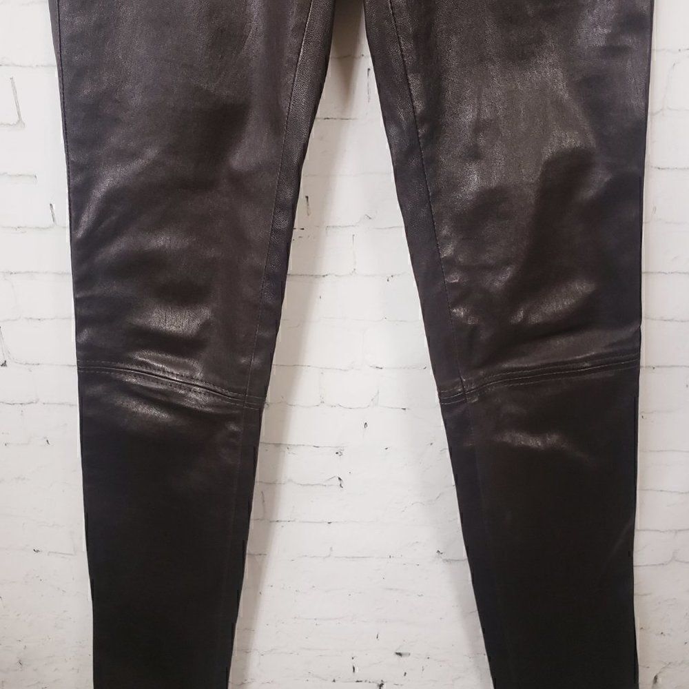 Joseph Designer 100% Lambskin Lamb Leather Pants Size FR 38 US 6 Dark Brown - Picture 3 of 11
